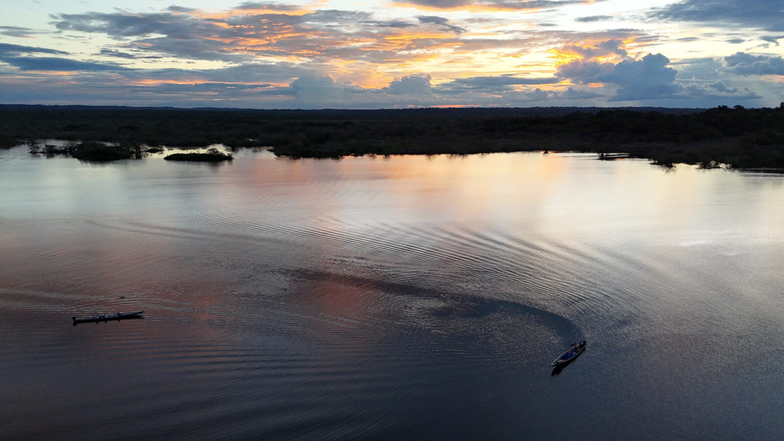 Dusk over the Laguna Grande in the Cuyabeno Wildlife Reserve
