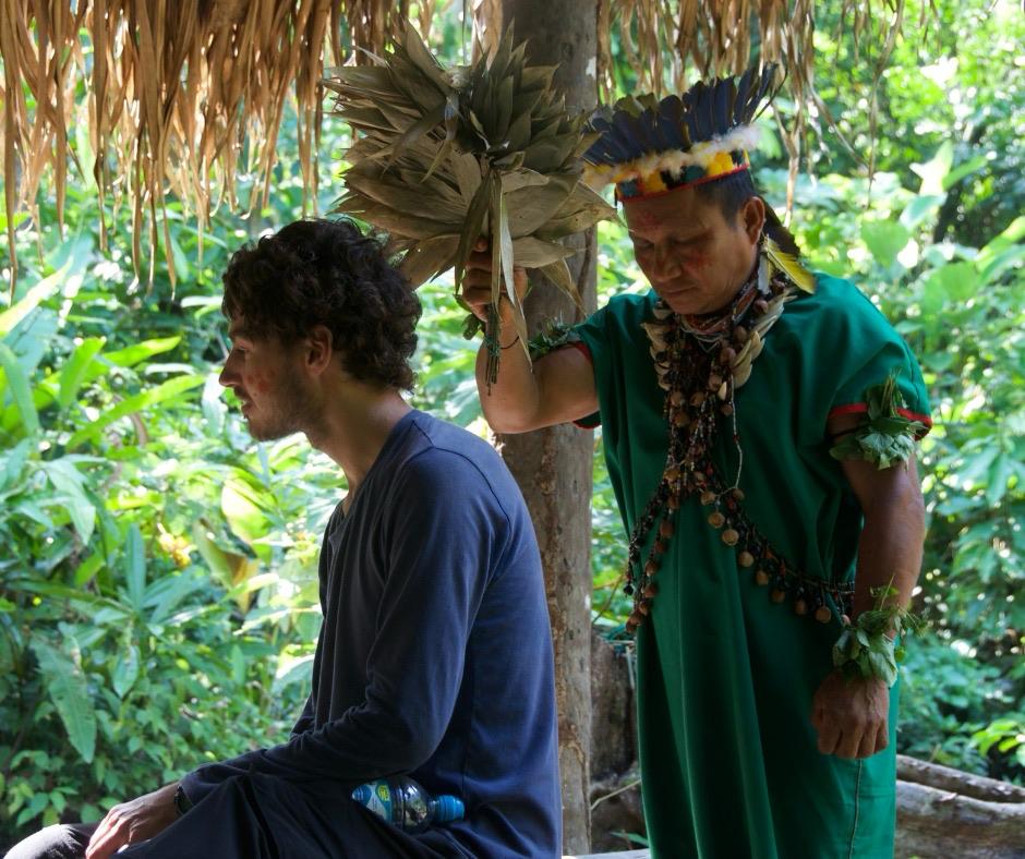 Members of the Siona community during a cultural visit in Cuyabeno